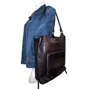 Solo Dark Brown Leather Tote Bag Studded Shoulder Bag Espresso Computer Work Bag